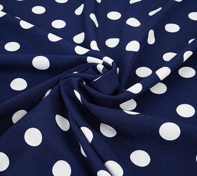 Fine Crêpe Big Dots Navy  - White
