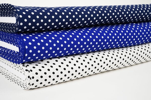 Fin Crêpe Pois Bleu Cobalt - Blanc Fin Crêpe Pois Bleu Cobalt - Blanc