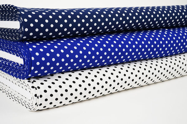 Fina Crepé Puntos Azul Cobalto - Blanco Fina Crepé Puntos Azul Cobalto - Blanco