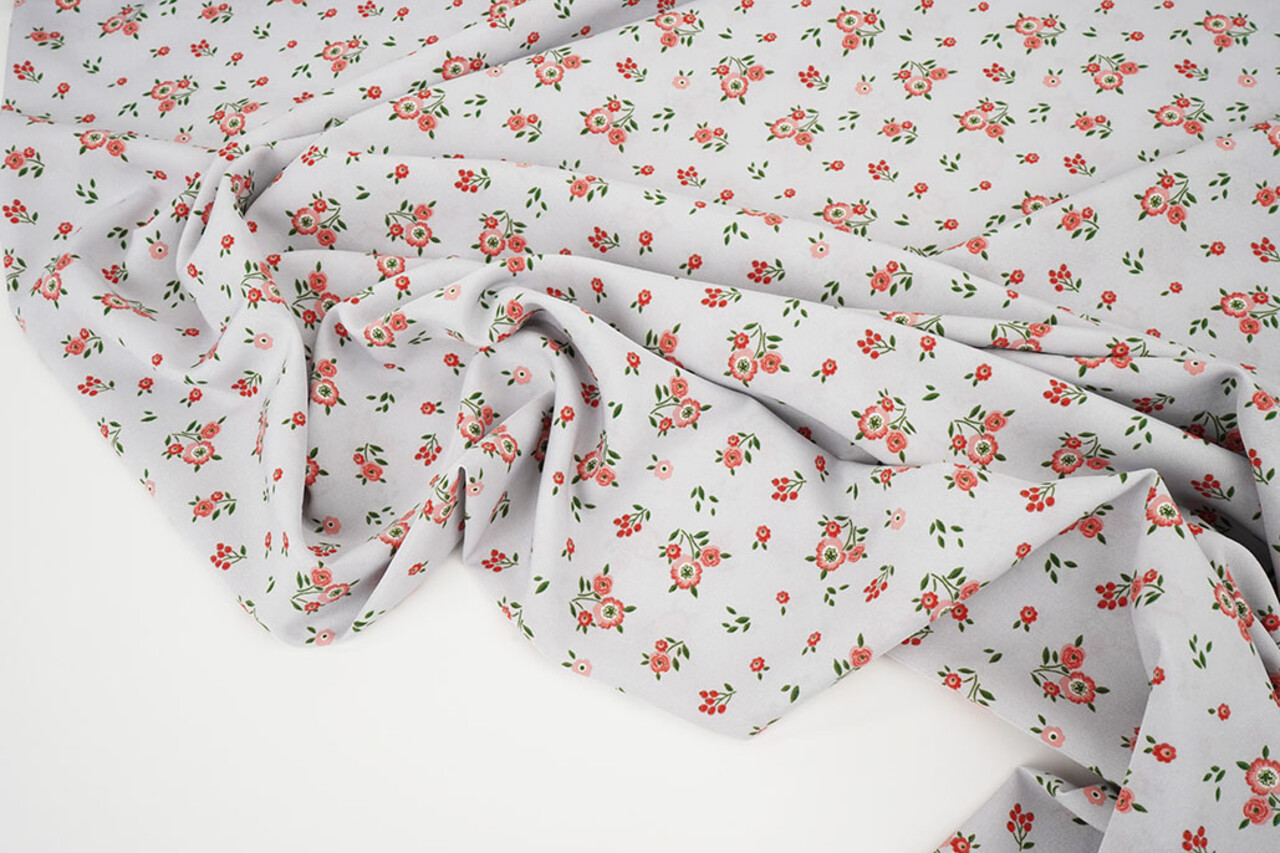 Fin Crêpe Fleurs Clarissa Gris