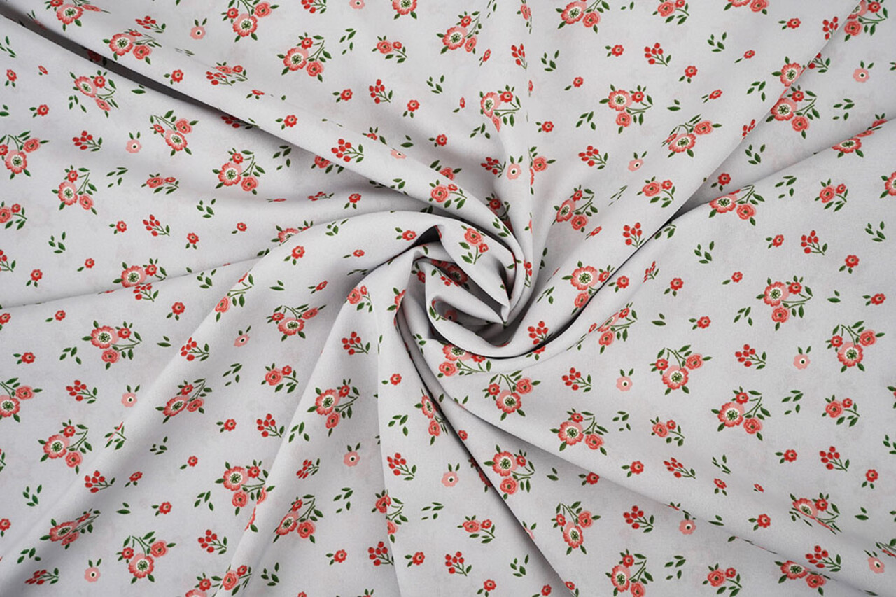 Fina Crepé Flores Clarissa Gris