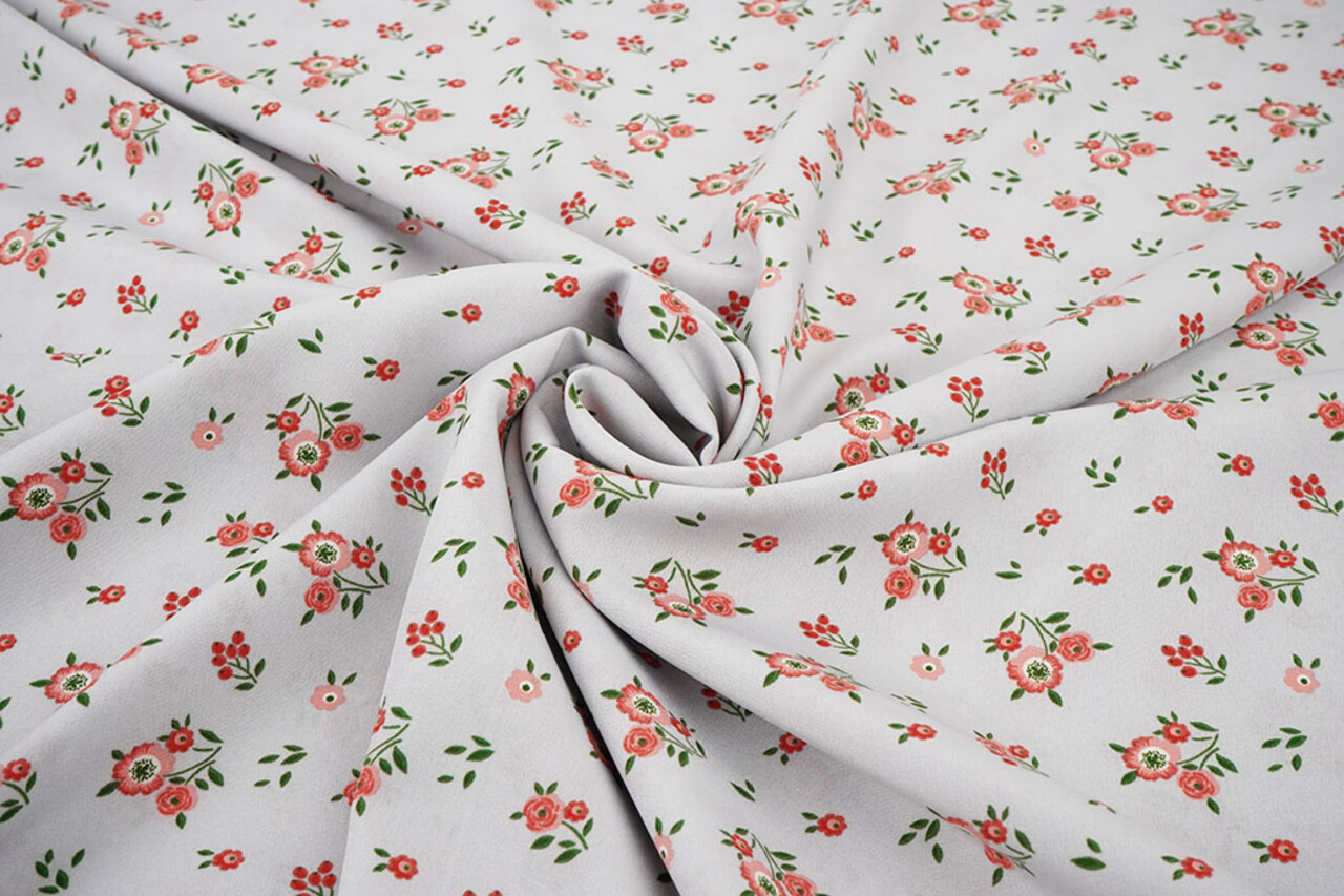 Fin Crêpe Fleurs Clarissa Gris