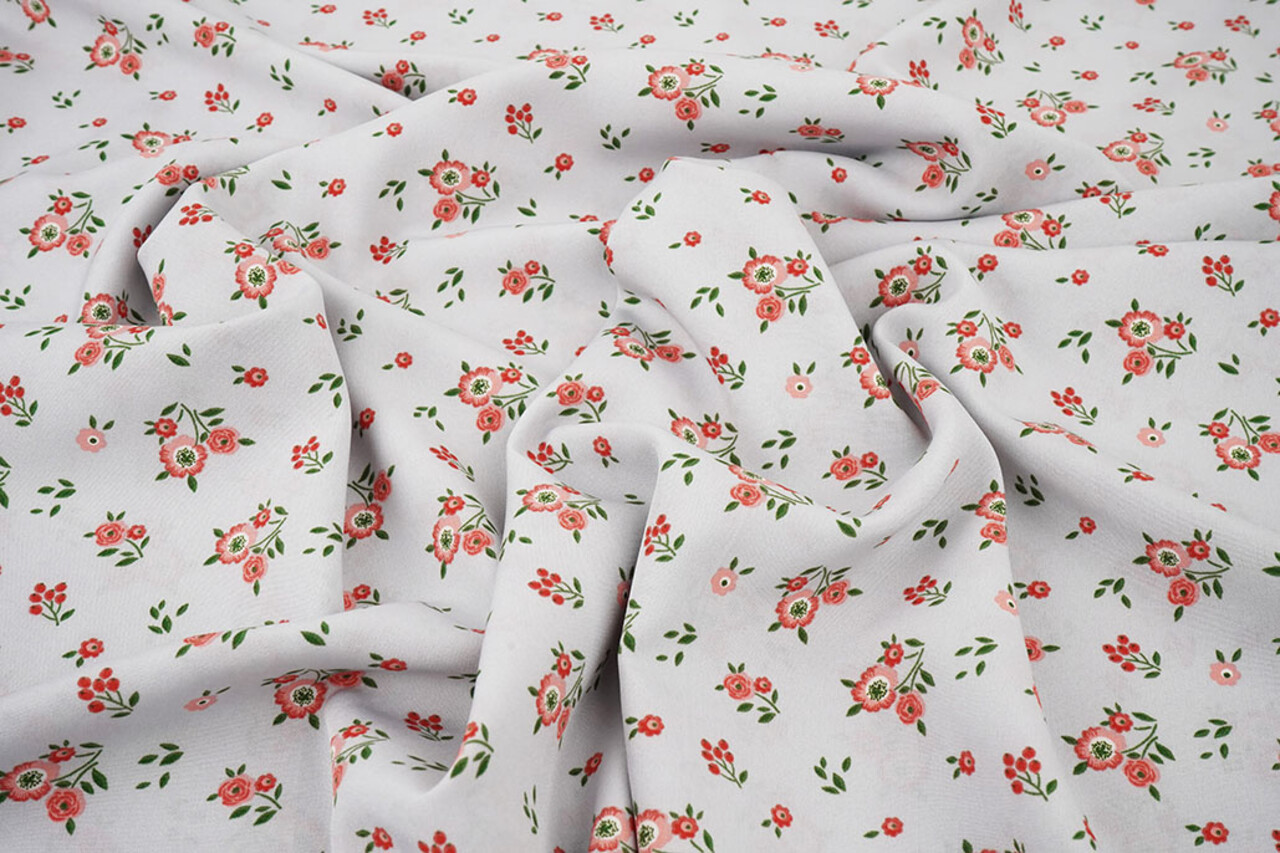 Fijne Crêpe Bloemen Clarissa Grijs