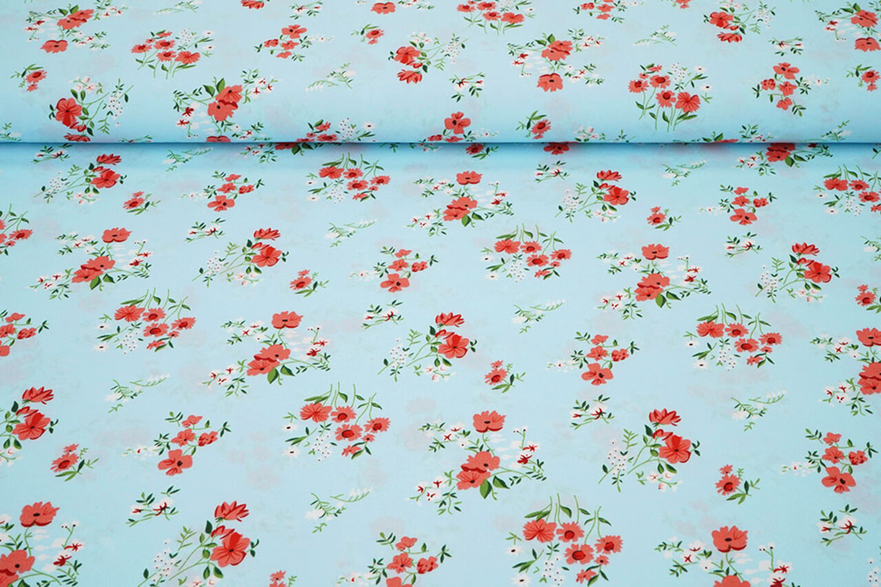 Fine Crêpe Fiori Cosimo Azzurro Chiaro Fine Crêpe Fiori Cosimo Azzurro Chiaro