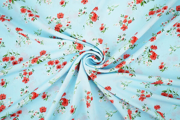 Fijne Crêpe Bloemen Cosimo Licht Blauw