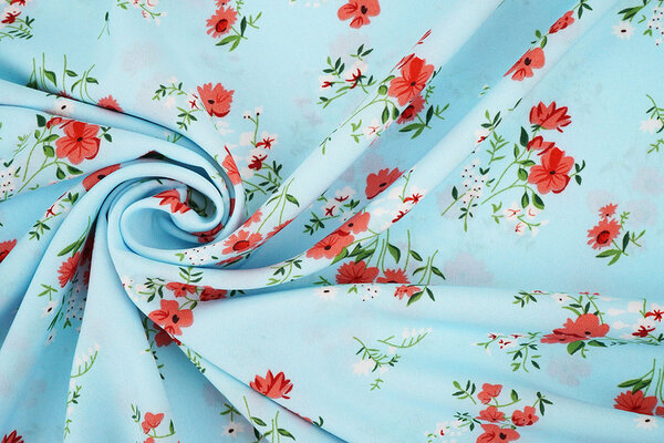 Feiner Crêpe Blumen Cosimo Hellblau
