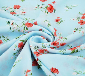 Fijne Crêpe Bloemen Cosimo Licht Blauw