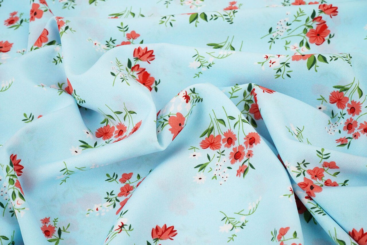 Fine Crêpe Fiori Cosimo Azzurro Chiaro Fine Crêpe Fiori Cosimo Azzurro Chiaro