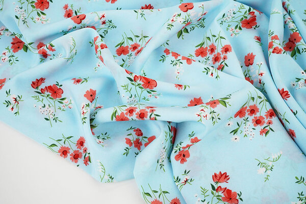 Fin Crêpe Fleurs Cosimo Bleu Clair
