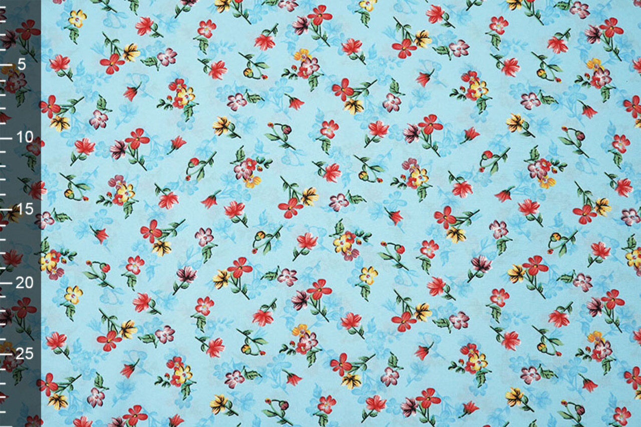 Fin Crêpe Fleurs Cassidy Aqua