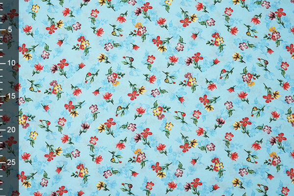 Fin Crêpe Fleurs Cassidy Aqua