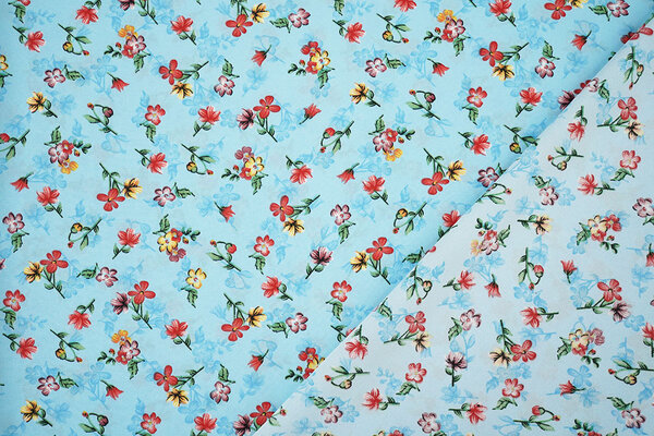 Fine Crêpe Fiori Cassidy Acqua Fine Crêpe Fiori Cassidy Acqua