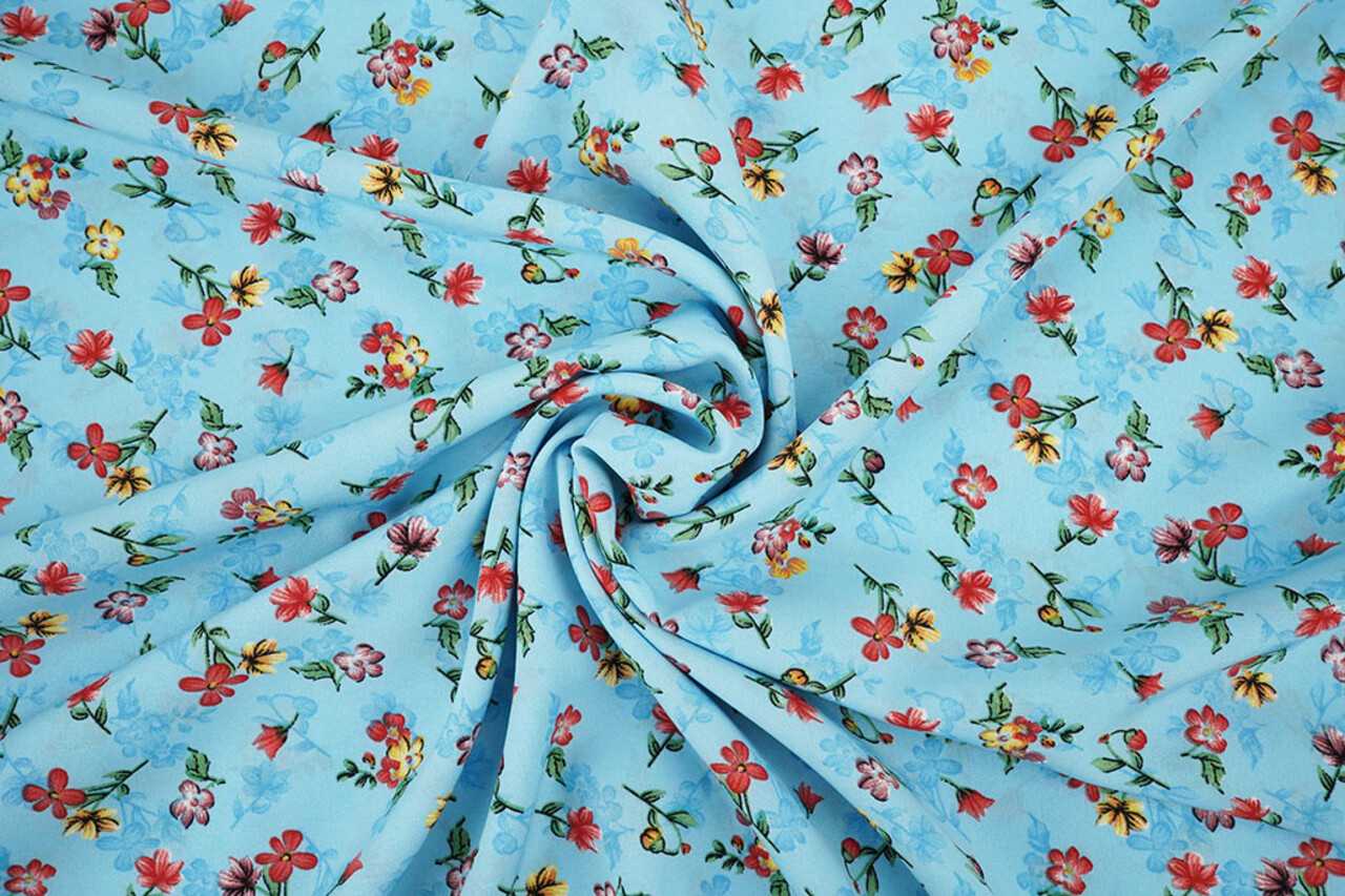 Feiner Crêpe Blumen Cassidy Aqua