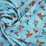Feiner Crêpe Blumen Cassidy Aqua