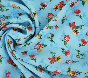 Fin Crêpe Fleurs Cassidy Aqua