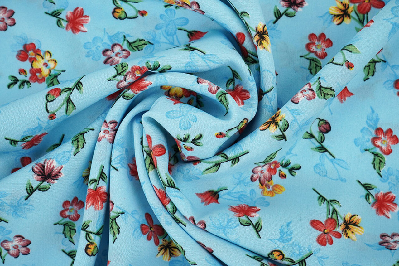 Fin Crêpe Fleurs Cassidy Aqua