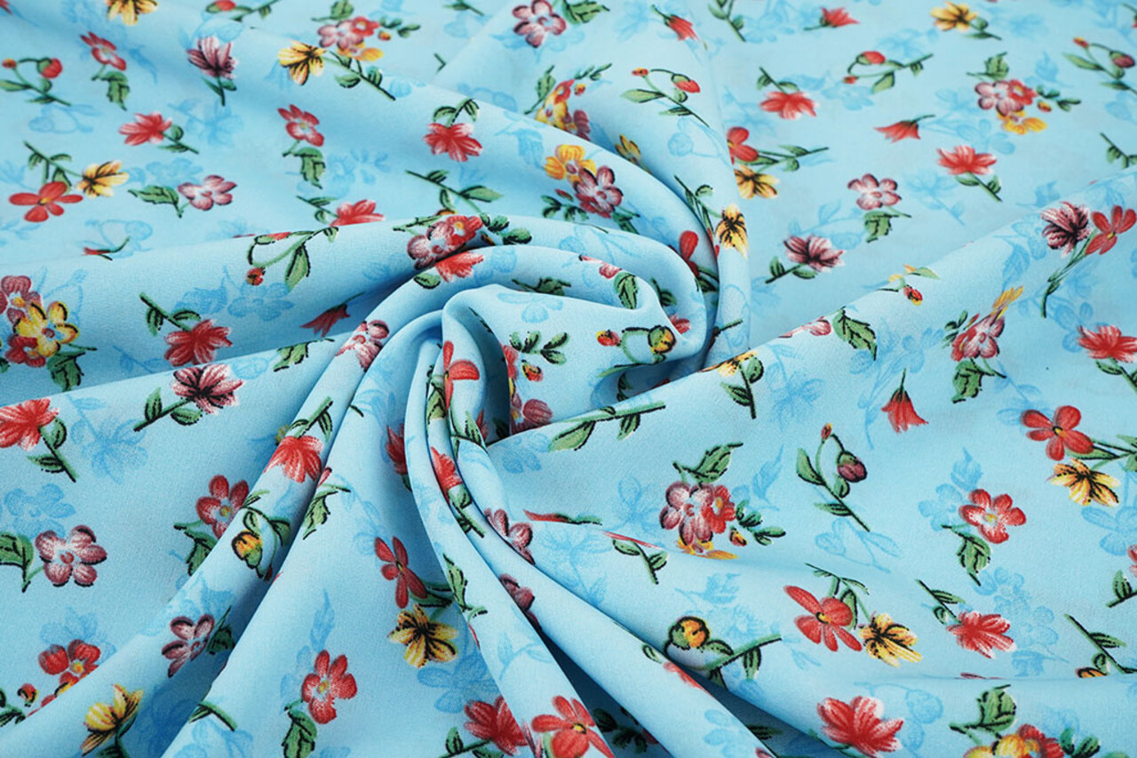 Fin Crêpe Fleurs Cassidy Aqua