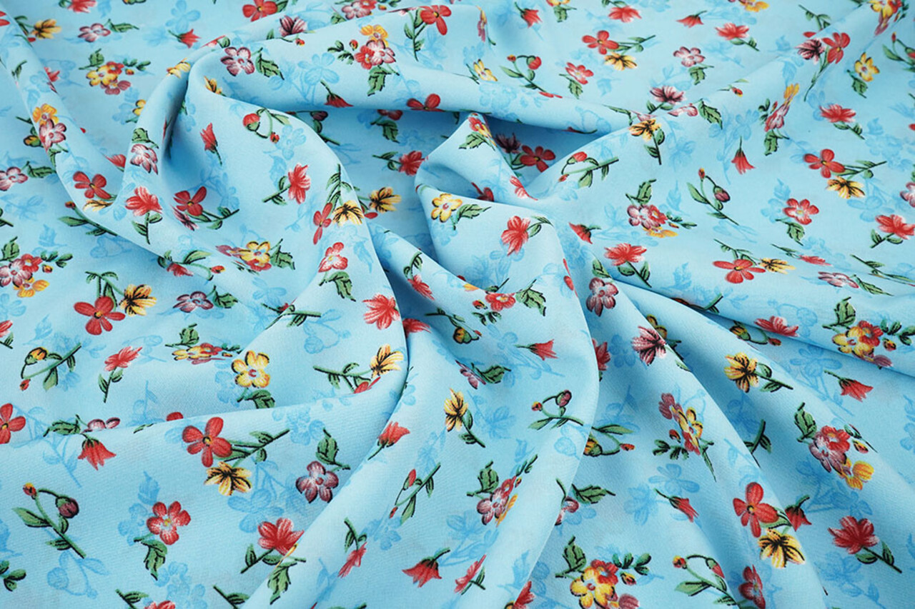 Fin Crêpe Fleurs Cassidy Aqua