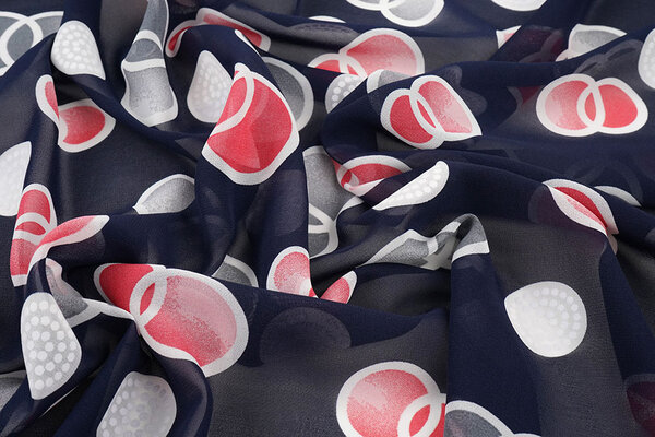 Chiffon Stampato Lavina Blu Navy