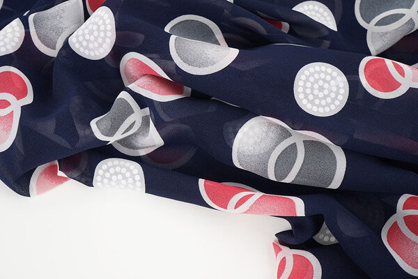Chiffon Stampato Lavina Blu Navy