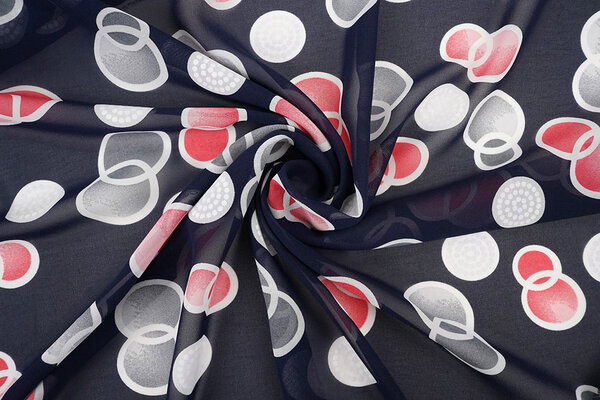 Chiffon Stampato Lavina Blu Navy