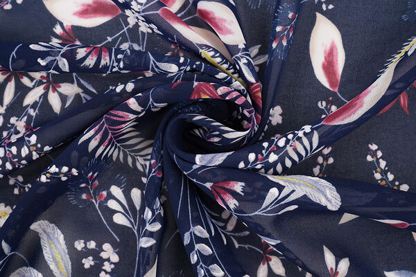 Chiffon Bloemen Marilon Marine