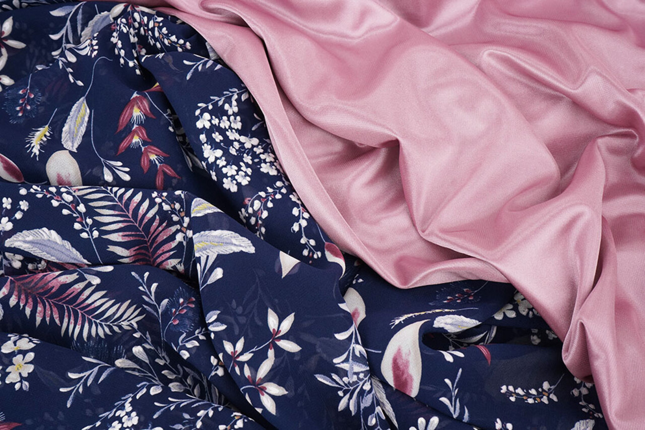 Chiffon Bloemen Marilon Marine