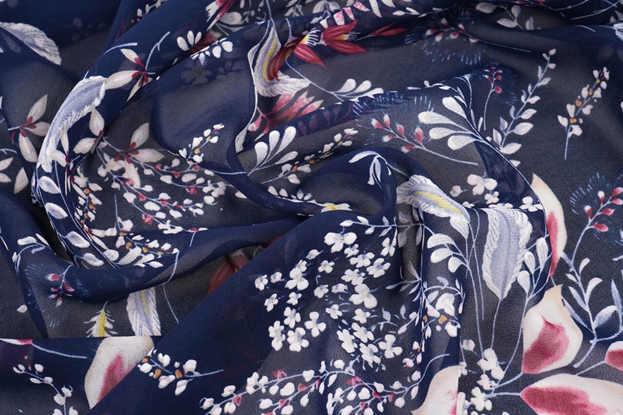 Chiffon Fiori Marilon Blu Navy