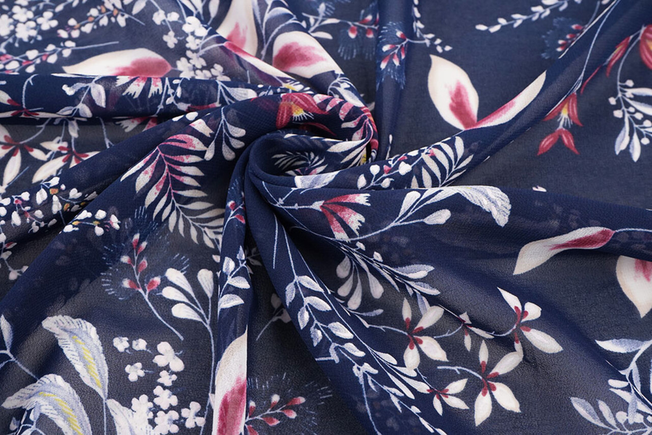 Chiffon Fiori Marilon Blu Navy