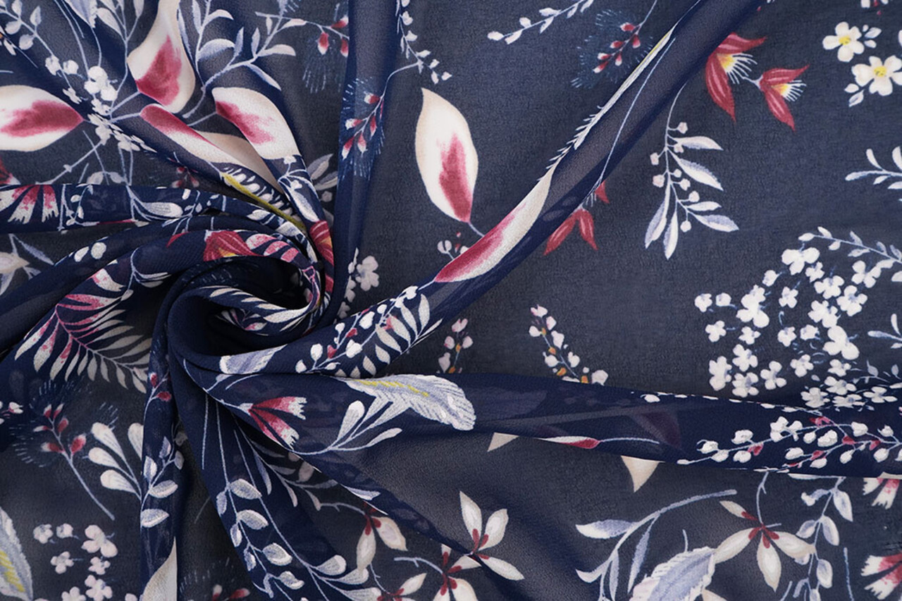 Chiffon Flowers Marilon Navy