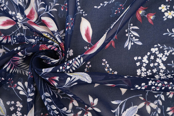 Mousseline Fleurs Marilon Marine
