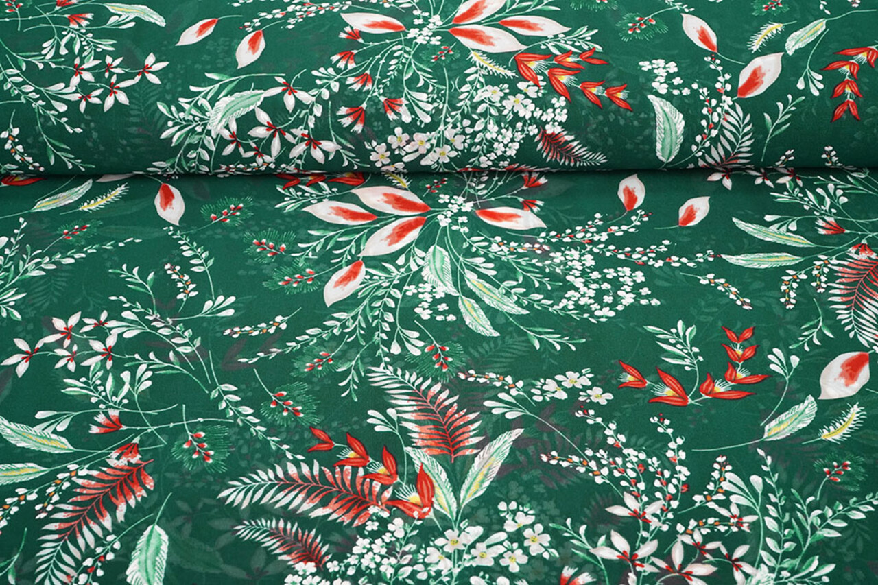 Chiffon Blumen Marilon Flaschengrün