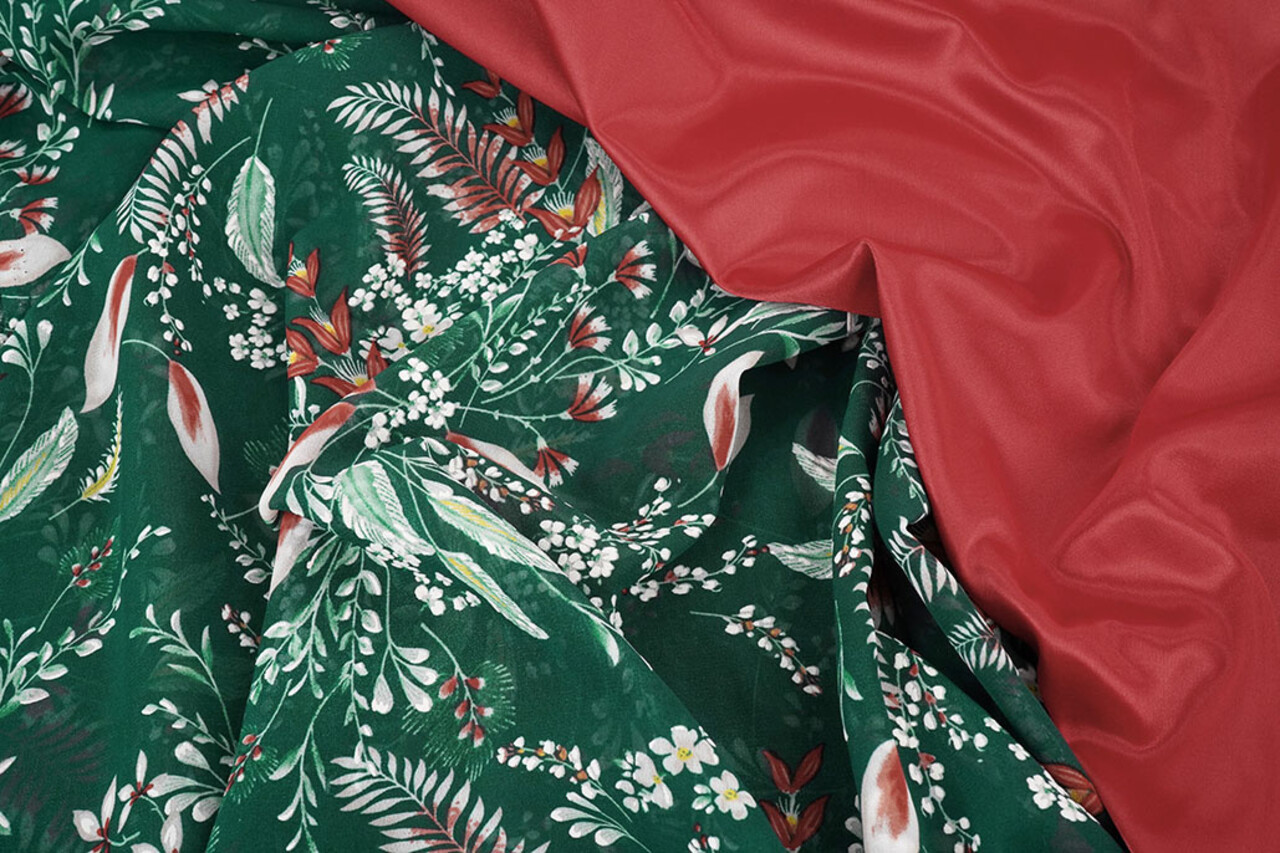 Chiffon Fiori Marilon Verde Bottiglia Chiffon Fiori Marilon Verde Bottiglia