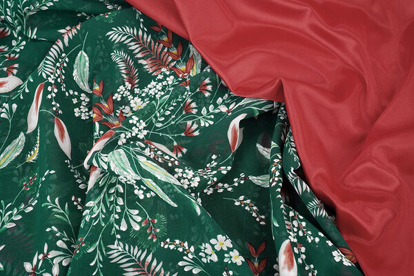Chiffon Fiori Marilon Verde Bottiglia Chiffon Fiori Marilon Verde Bottiglia