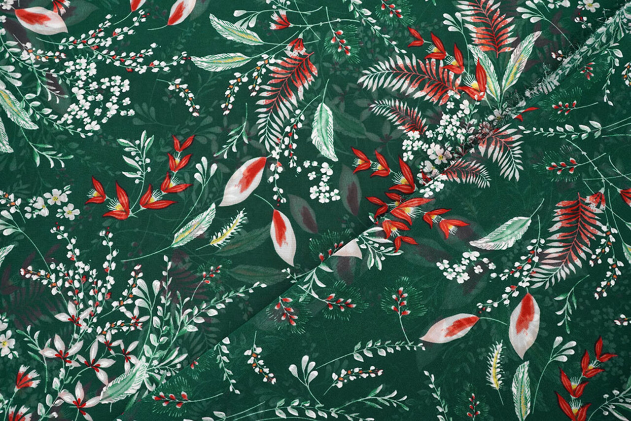Chiffon Fiori Marilon Verde Bottiglia Chiffon Fiori Marilon Verde Bottiglia