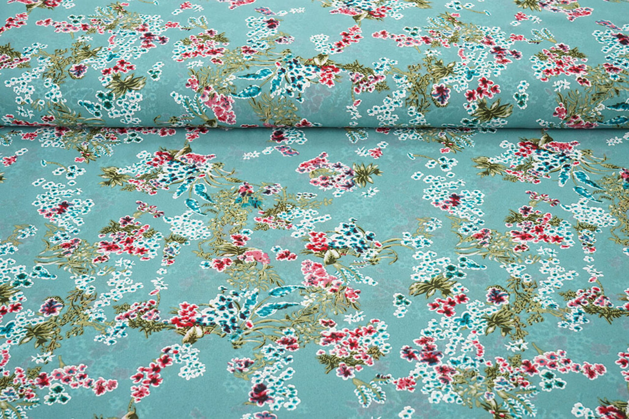 Mousseline Fleurs Desmera Jade Vert Mousseline Fleurs Desmera Jade Vert