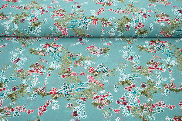 Chiffon Fiori Desmera Jade Verde Chiffon Fiori Desmera Jade Verde