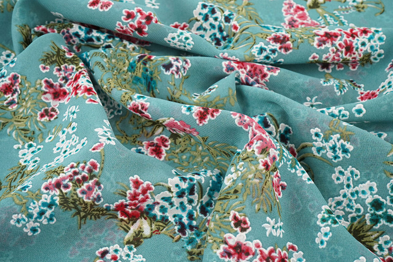 Chiffon Fiori Desmera Jade Verde Chiffon Fiori Desmera Jade Verde