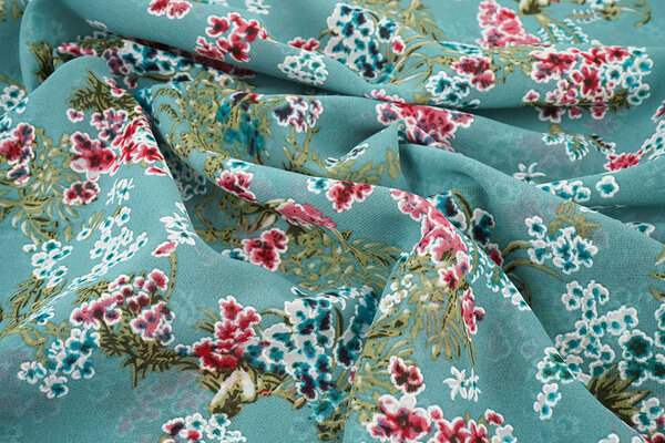 Chiffon Blumen Desmera Jade Grün
