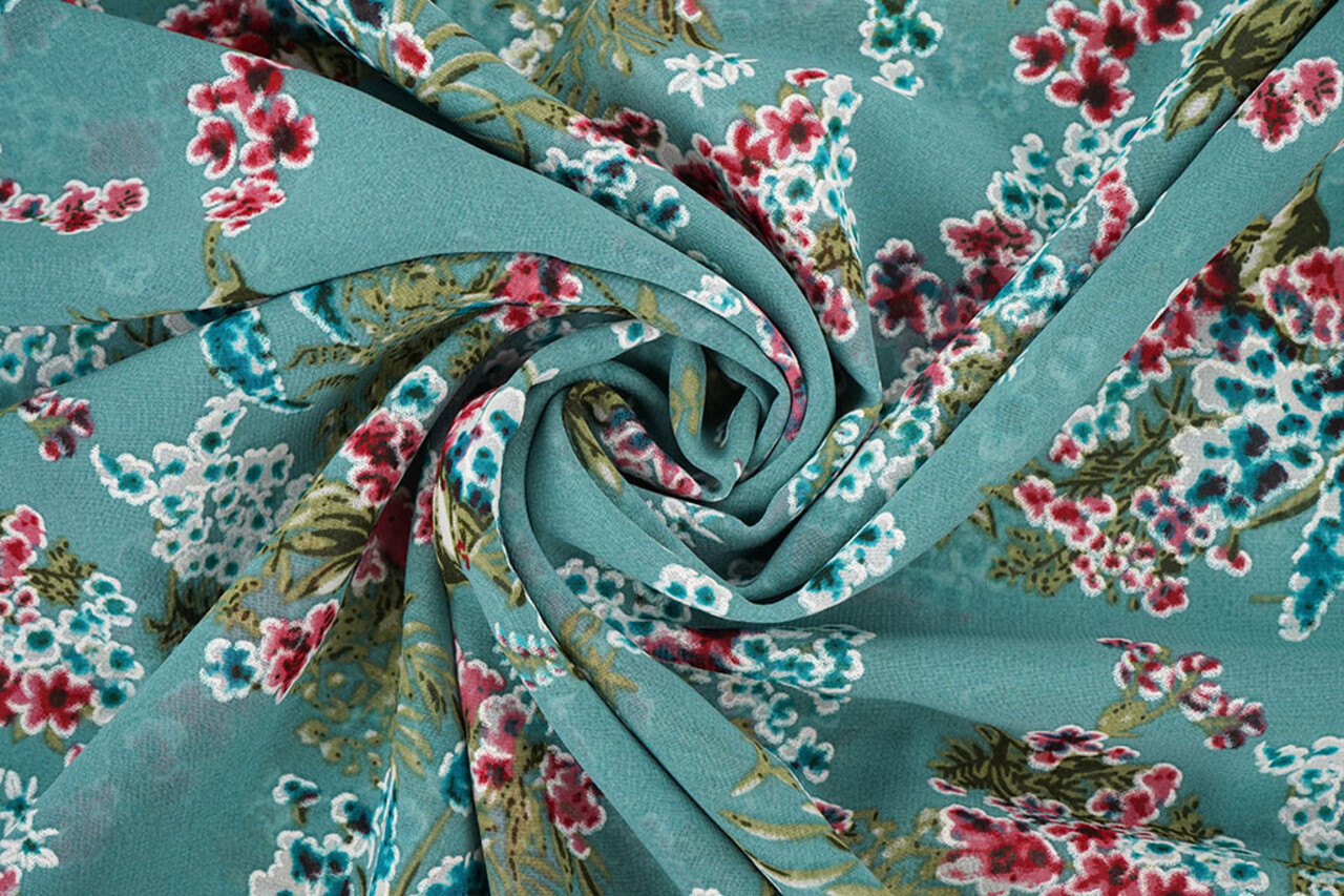 Mousseline Fleurs Desmera Jade Vert Mousseline Fleurs Desmera Jade Vert