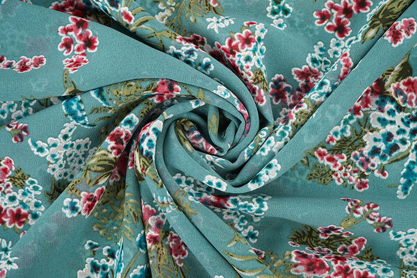 Chiffon Fiori Desmera Jade Verde Chiffon Fiori Desmera Jade Verde