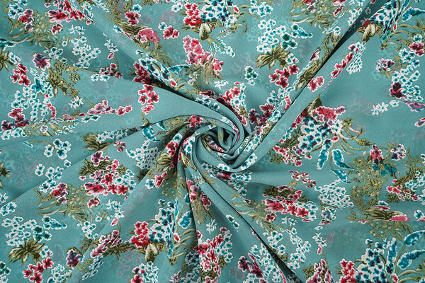 Mousseline Fleurs Desmera Jade Vert Mousseline Fleurs Desmera Jade Vert