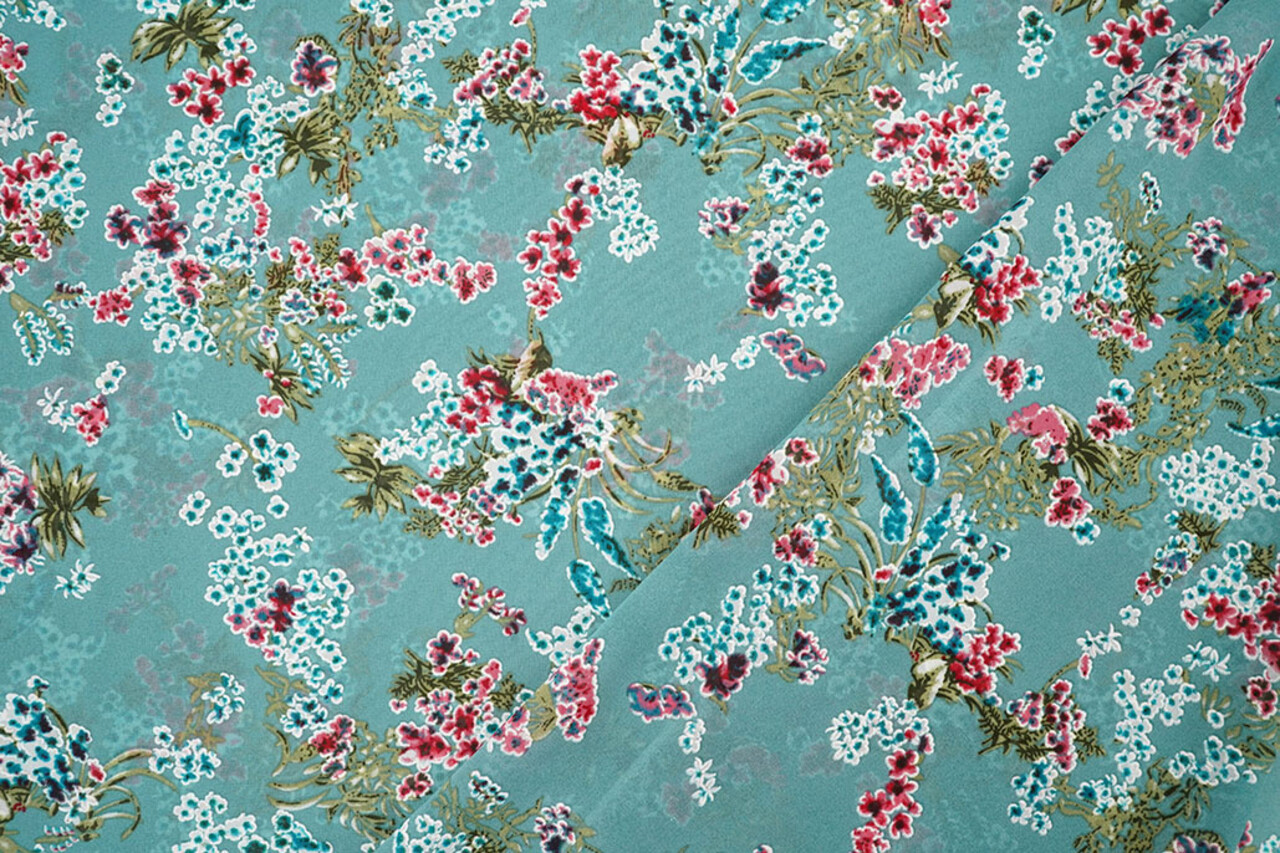 Chiffon Blumen Desmera Jade Grün