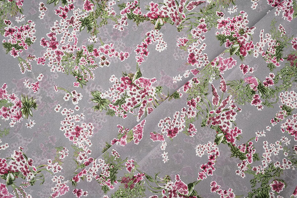 Mousseline Fleurs Desmera Mauve