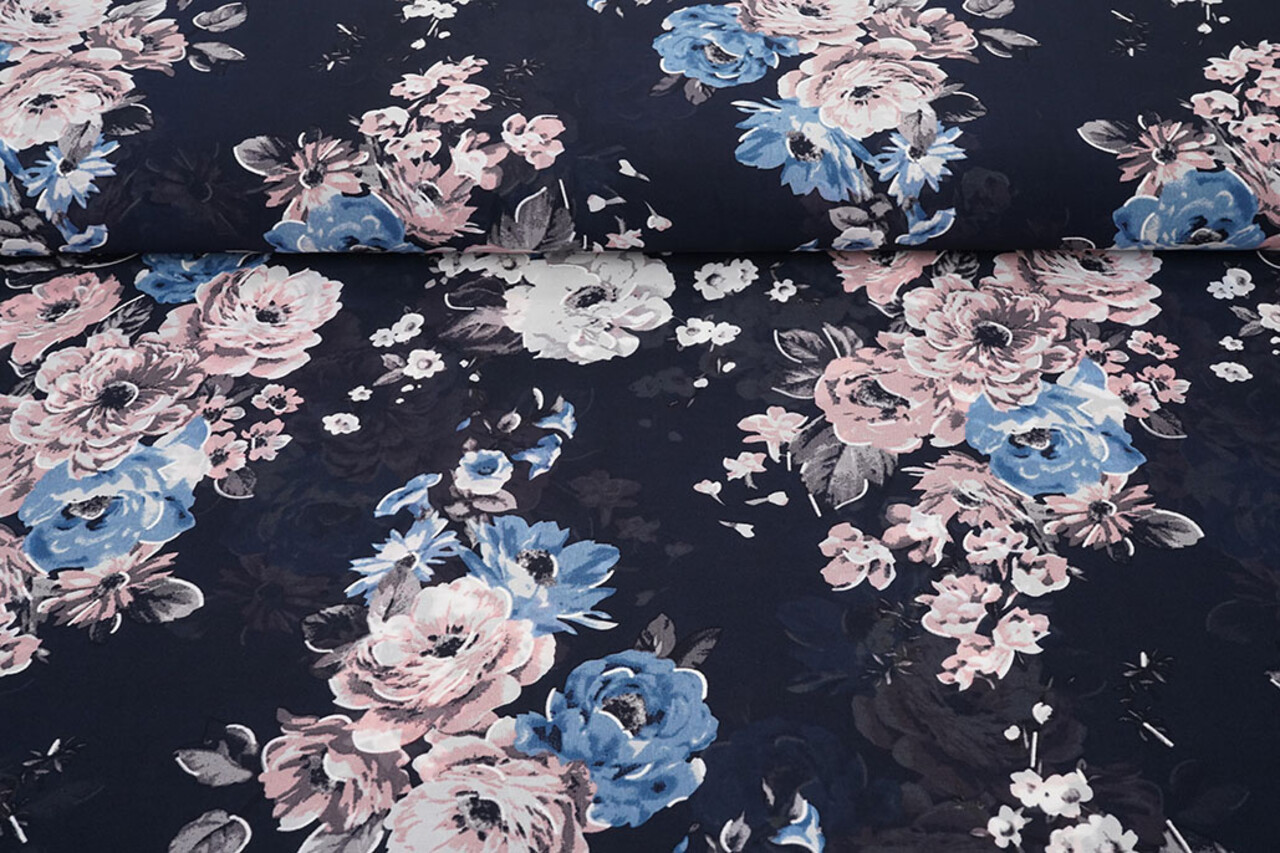 Mousseline Fleurs Chauva Marine Mousseline Fleurs Chauva Marine