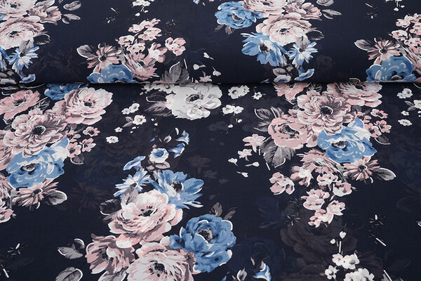 Mousseline Fleurs Chauva Marine Mousseline Fleurs Chauva Marine
