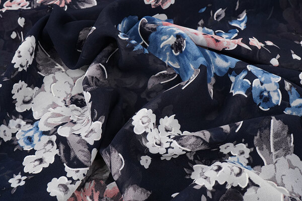 Chiffon Fiori Chauva Blu Navy Chiffon Fiori Chauva Blu Navy