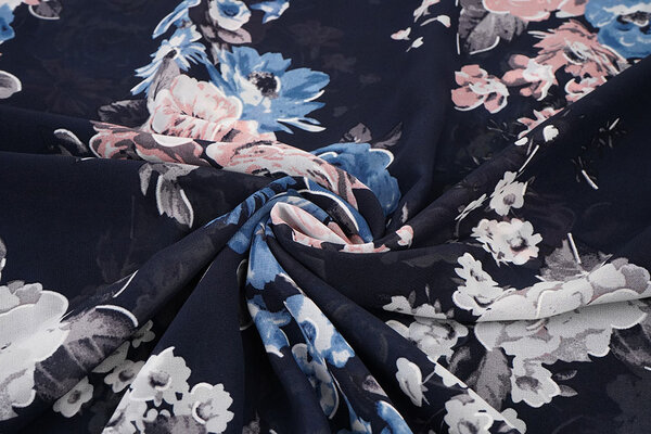 Chiffon Fiori Chauva Blu Navy Chiffon Fiori Chauva Blu Navy