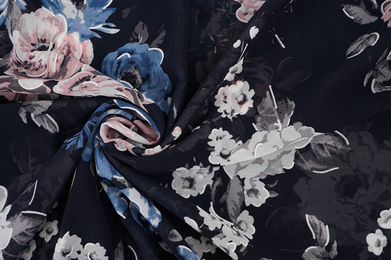 Chiffon Blumen Chauva Marine