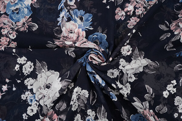 Chiffon Blumen Chauva Marine